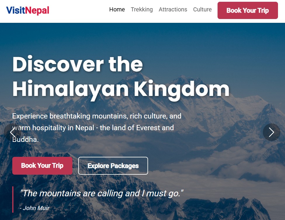 Tourism Website preview